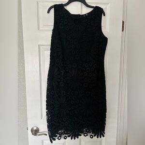Leslie Fay Black Floral Lace Mini Dress